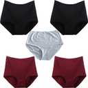Women's High Waisted Cotton Underwear, Breathable Stretch Briefs, 3-Pack (US, Numeric, 8, Regular, Regular, Wineblack)