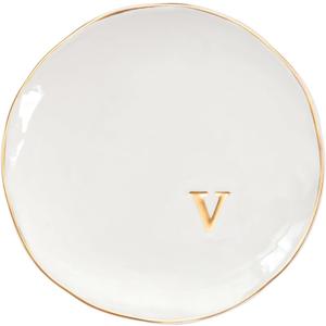 COLLECTIVE HOME - Ceramic Jewelry Tray, Decorative Trinket Dish for Rings Earrings Necklaces Bracelet Watch Keys, Birthday Mother's Day Christmas Gift for Women, 4.75", Glossy (v)