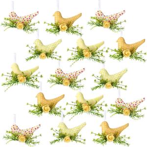 Mindsoft 12 Pcs Christmas in July Tree Ornaments Summer Bird Hanging Decorations Yellow Bird Party Decor Wreaths for Summer Home Supplies Party Gifts