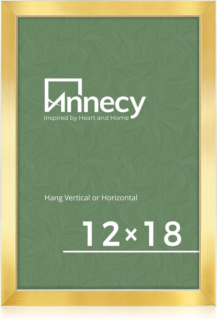 Annecy 12x18 Picture Frame Gold1 Pack, 12x18 Frame for Wall Decoration, Classic Gold Minimalist Style Suitable for Decorating Houses, Offices, Hotels