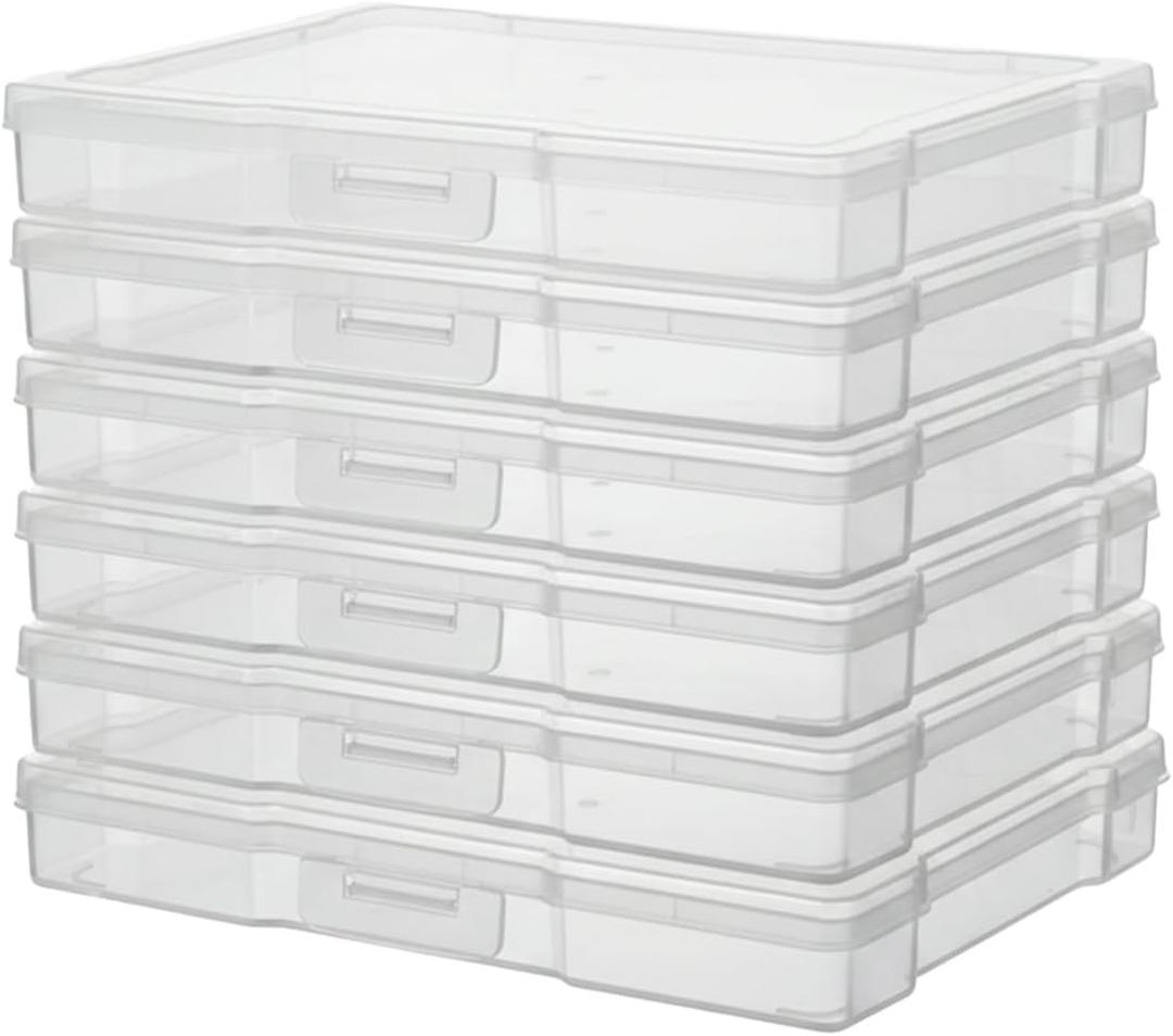 novelinks 6 Pack 5"x7" Clear Photo Storage Boxes with Lids, Plastic Photo Organizer Cases and Picture Boxes, Picture Storage Containers for Greeting Cards, Task boxes, Board Games