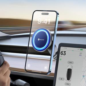 VICSEED Tesla Phone Mount Strongest Magnet Power Foldable Hidden Tesla Phone Holder Fit for All Phones, Tesla Model 3/Y/Cybertruck Accessories, Tesla Model 3 Model Y for MagSafe Car Mount - Blue