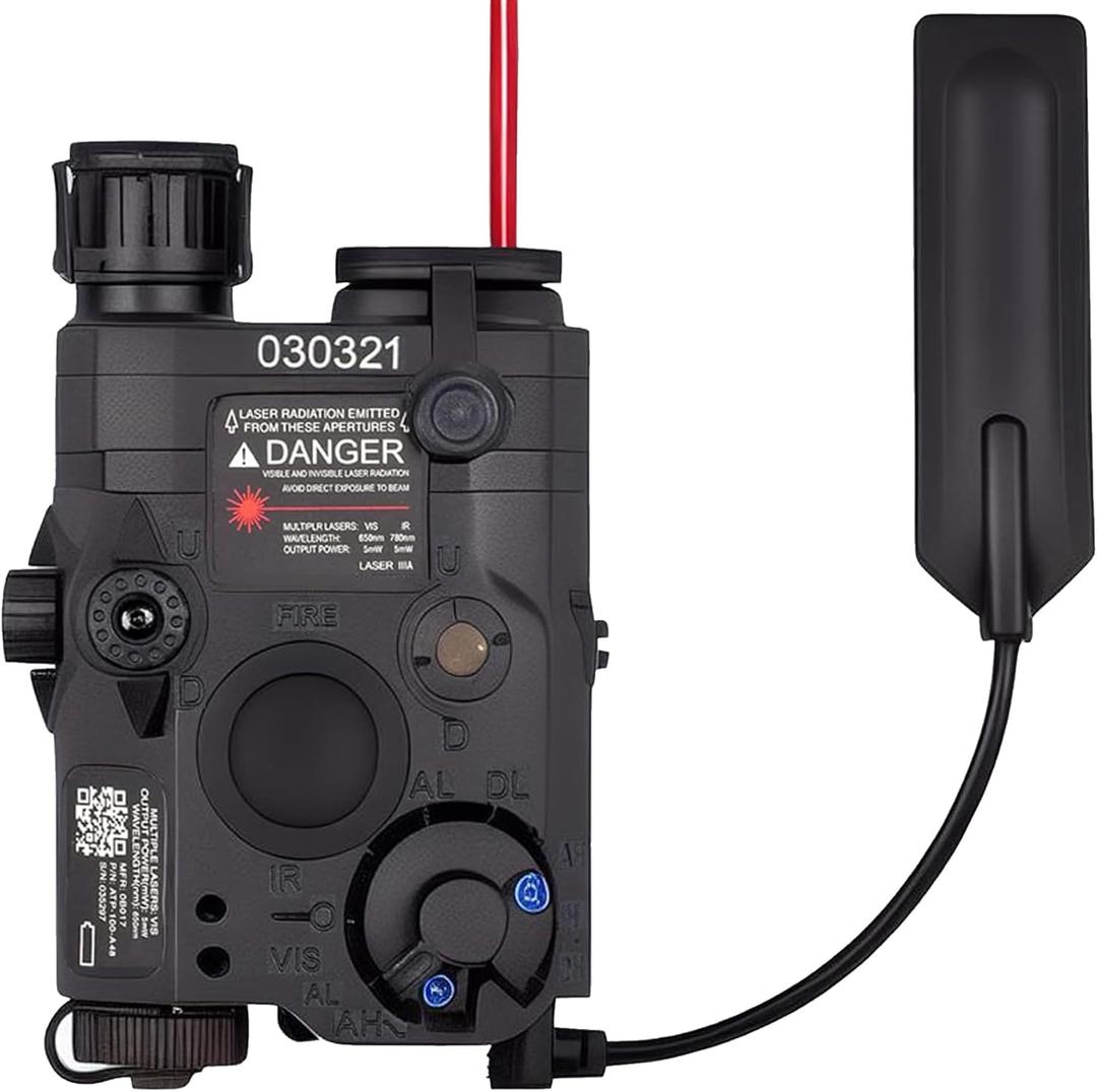 Airsoft PEQ 15 PEQ Box IR Laser + Red Laser Sight + White LED Flashlight for AEG GBB CQB (black)