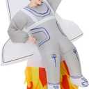 Tanganan Inflatable Spaceship Costume for Kids, Halloween Manned Spacecraft Rocket Costumes Suits Blow up Costumes for Boys Girls Cool Funny Fancy Dress Party