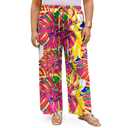Cetieo Women's Plus Size Palazzo Pants High Waisted Wide Leg Trousers 4XL (Pink)