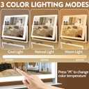 ROLOVE Lighted Makeup Mirror 16.3"x12.6", Hollywood Vanity Mirror with 10X Magnifier, 3 Color LED Lighting Modes, Smart Touch Control & 360 Rotation, Tabletop Makeup Mirror (White, Gift Ready)