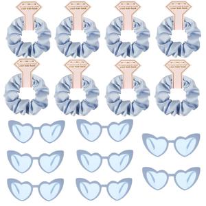 Satin Bridesmaid Scrunchies Bachelorette Hair Ties Set of 6 sunglasses Bridal Shower No Damage Hairties ideas Gift for Wedding Party Favors Bridesmaid Proposal Gifts (8sets Dusty Blue)