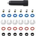 MOTOKU 8 Set Fuel Injector Repair Seal Kit w/Micro Filter Removal Tool for Chevy GMC Cadillac Escalade Silverado Suburban Tahoe Avalanche Trailblazer Express Sierra Envoy Yukon 1999-2007 V8