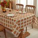 Rectangle Waterproof Tablecloth Linen Textured Table Cloth,Stain and Wrinkle Resistant Washable Fabric Table Cover for Dining, Party, Camping and Outdoor, 54 x 54 Inch, Brown Plaid