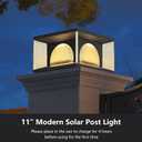 11.8" Solar Fence Post Light, Outdoor Modern IP54 Waterproof Unique Luxury Pillar Cap Landscape Column Lamp for Deck Patio Garden Decoration, 3 Color Temperatures, Solar Powered