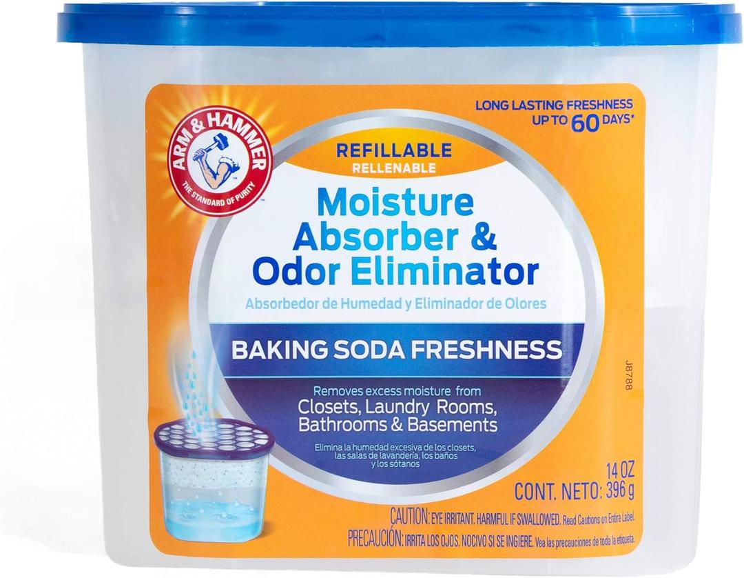 Arm & Hammer Fragrance Free Refillable Moisture Absorber and Odor Eliminator 14 oz. Tub