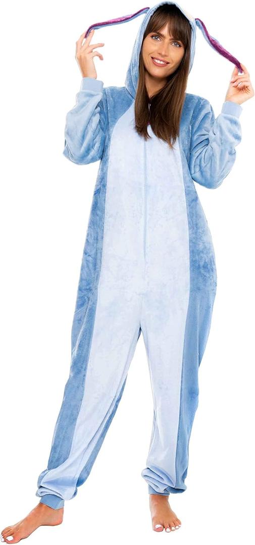 Disney Eeyore Onesie For Women | Eeyore Costume Adult | Womens Fleece Pajamas | Sizes Small to XX-Large (Medium, Blue)