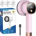 Rechargeable Fabric Shaver for Clothes: 6-Leaf Blades & 3 Speeds to Remove Pilling, Fuzz & Lint Balls - with LED Display, Portable Electric Lint Remover for Sweater, Couch, Blanket, Furniture (Pink)
