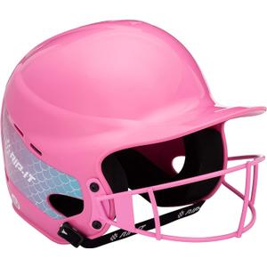 RIP-IT Play Ball | Softball Batting Helmet | Girls T-Ball Softball Helmet with Face Mask (Pink/Aqua)