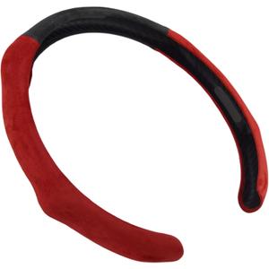Quick Install Sporty Suede Leather Steering Wheel Cover with Red Top Trim Universal fit Any 14½" to 15" Car SUV Pickup Steering Wheel