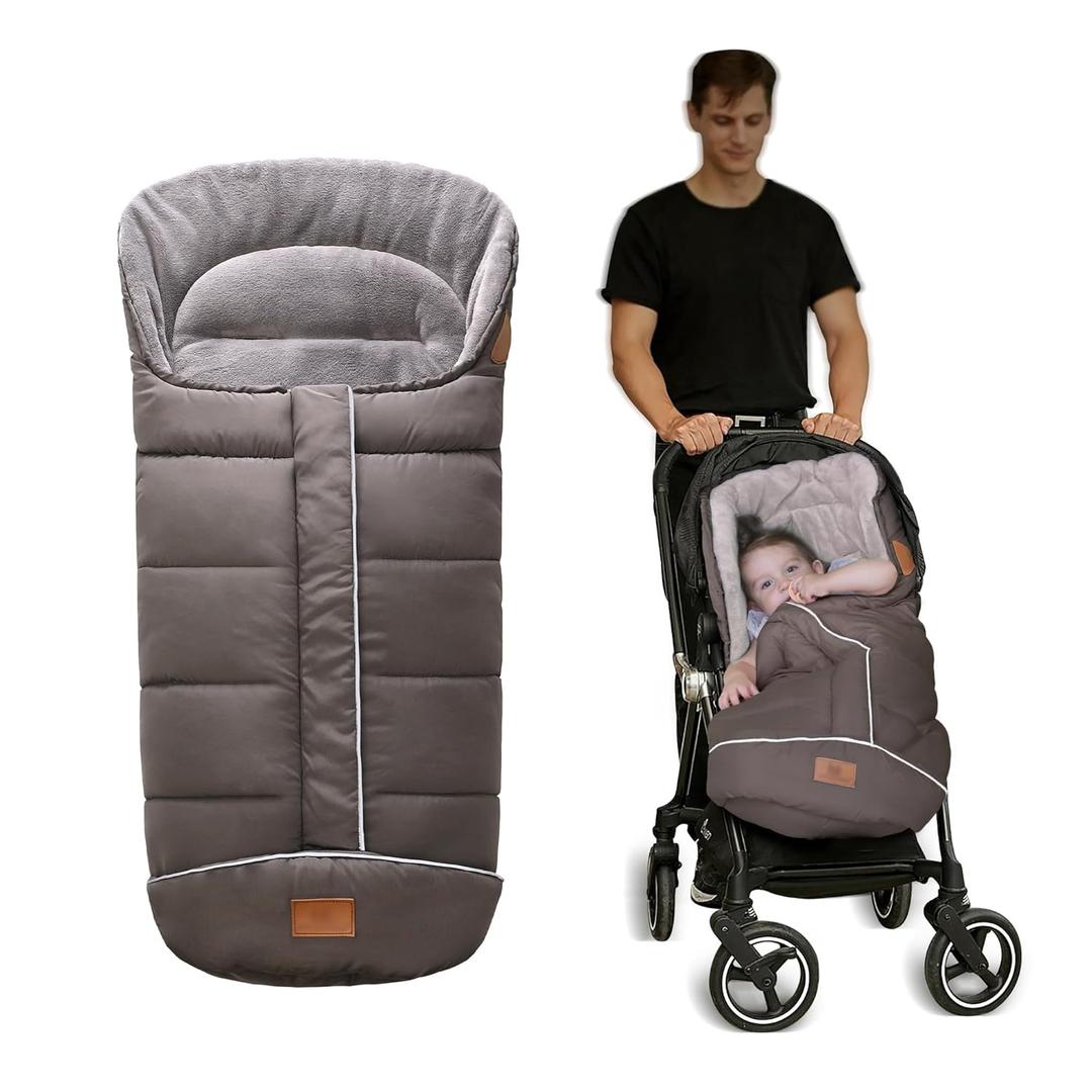 LAT Baby Warm Bunting Bag Universal,Stroller Sleeping Bag Cold Weather,Waterproof Toddler Footmuff(Basic,Grey)