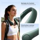 JISULIFE Portable Neck Fan, Hands Free Bladeless Fan, 5 Speeds, 4000 mAh Battery Operated Wearable Personal Fan, Twistable, Rechargeable, Gift for Women Men, Dark Green