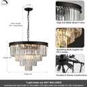 A AXILIXI Modern Crystal Chandeliers 24" Round Top K9 Crystals Chandelier Adjustable Ceiling Light Fixture 4-Tier K9 Crystal Pendant Lamp 12-Light for Dinning Room Living Room Foyer