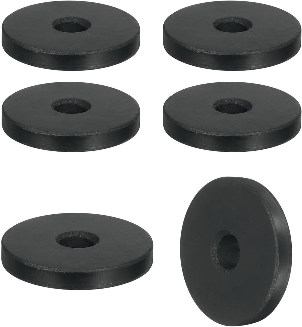 Uxcell 6Pcs Thick Rubber Spacer, 2 Inch OD x 1/2 Inch ID x 3/8 Inch Thickness Round Rubber Bushings Anti Vibration Flat Spacer Washers for Home Industrial Machinery