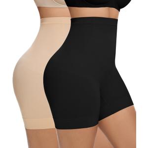 Womens Shapewear Tummy Control, Girdles for Women Body Shaper High Waist Shapewear Shorts Under Dress (XX-Large, 2 Pack Black+nude)