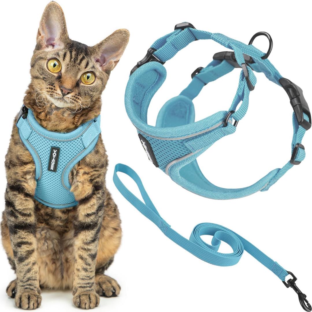 Voyager Escape Proof Cat Harness and Leash Set with Reflective Stitching, Neoprene Handle 5ft - Supports Small, Medium and Large Cats, Kittens for Walking by Best Pet Supplies - Baby Blue, XS (XS (Chest: 13 - 16")) Voyager Escape Proof Cat Harness and Leash Set with Reflective Stitching, Neoprene Handle 5ft - Supports Small, Medium and Large Cats, Kittens for Walking by Best Pet Supplies - Baby Blue, XS (XS (Chest: 13 - 16"))