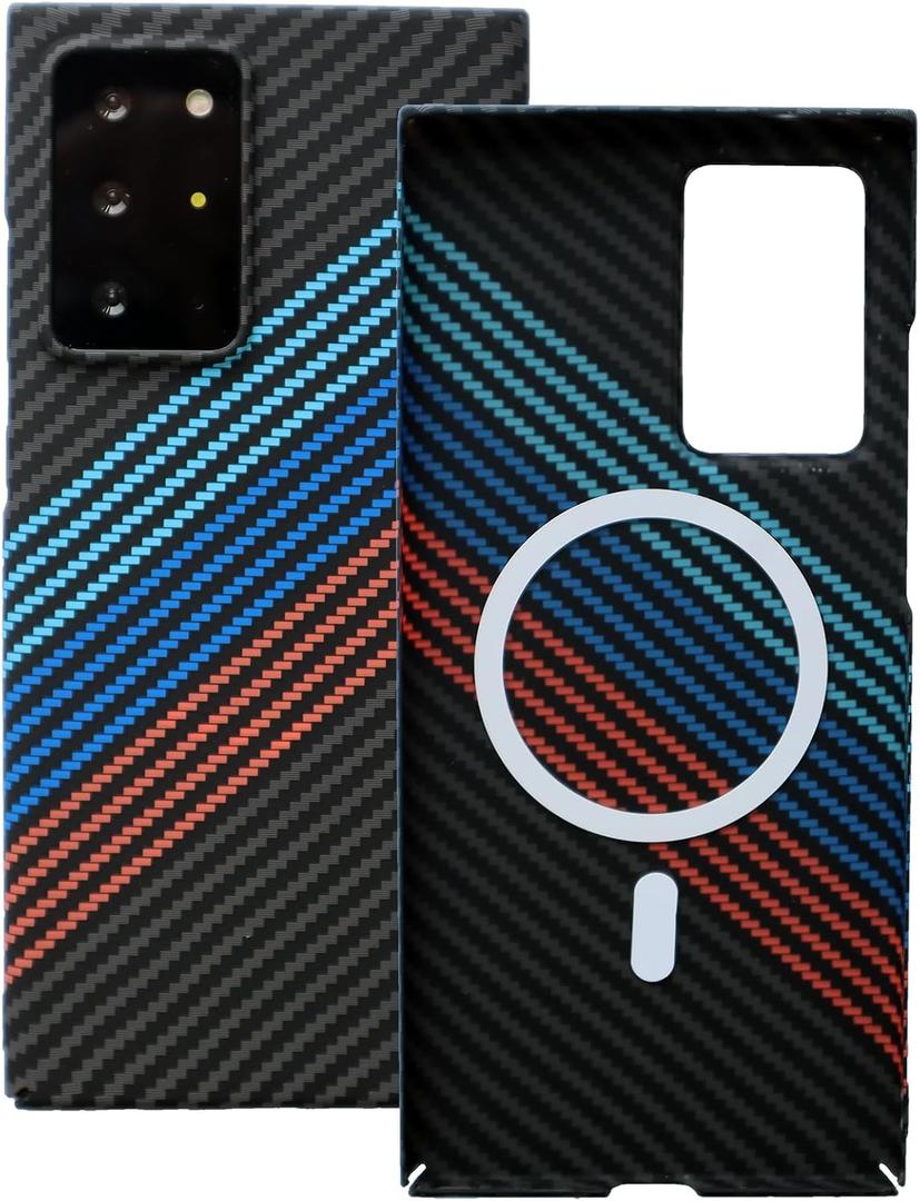 for Samsung Galaxy Note 20 Ultra Case, Compatible with Mag-Safe, Note 20 Ultra Phone Case Slim Carbon Fiber, Case for Samsung Note 20 Ultra Shockproof Strong Magnetic Cover, Wireless Charging (Blue)
