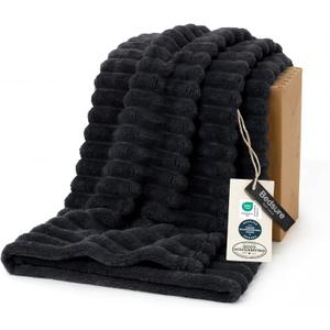 Bedsure GentleSoft Black Throw Blanket for Couch - Cozy Soft Dog Blankets for Couch, Cute Small Fuzzy Fluffy Fleece Throws for Men Boys, Birthday Gifts for Men Him, 50x60 Inches