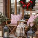 Pink Christmas Berry Botanical Pillow Covers 18x18, Preppy Christmas Decor, Holiday Winter Xmas Flower Decorative Throw Pillow Covers for Couch Sofa Bedroom Living Room Home