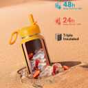 Water Bottle 40 oz Insulated with Straw&Brush, Coolflask Vaccum Stainless Steel Metal 3 Lids Water Flask for Sports, Gym or Office, Keep Cold 48H Hot 24H, Ombre Yellow/Orange