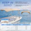 900d Boat Bimini Top Replacement Canvas Cover, Waterproof UV Resistant Marine Canopy with Zipper Sleeves & Storage Boot, Fit Pontoon, Jon Boats (Frame Not Included)
