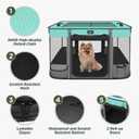 Paw Ballet Foldable Pet Kitten Playpen, Waterproof Portable Dog Cat Playpen Kennel Tent for Small Cat Dog, Retractable Shade Cover with Free Carrying Case, Indoor Outdoor Use for Small Animals, Black Teal 03, Medium(32''×24''×21.5'')