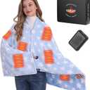 KSFJZF Heated Blanket, Cordless Portable Heated Throw Blanket, Battery Operated Heating Blanket with Rechargeable 20000mAh Power Bank, 59" x 35.5" Electric Heated Shawl, 3 Fast-Heating Levels (Blue)