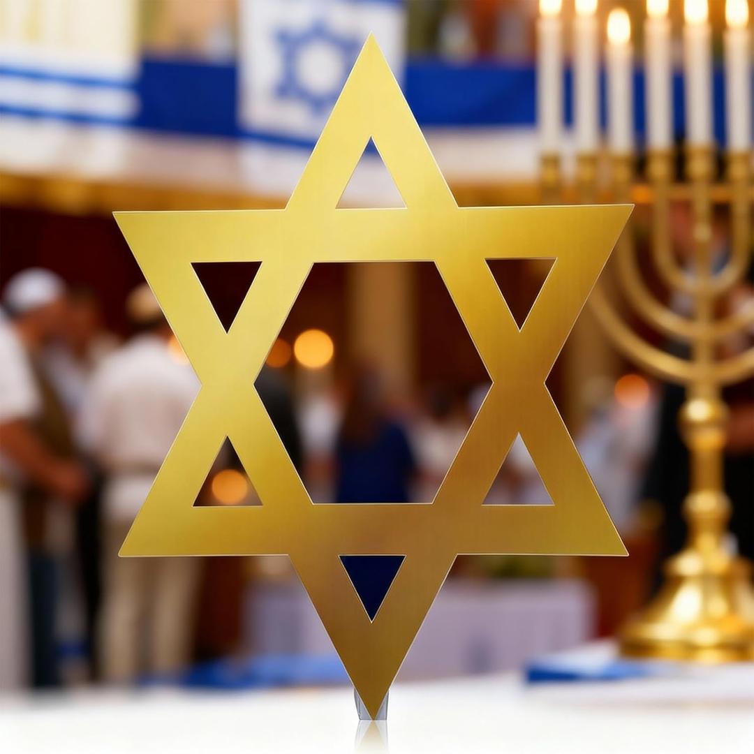 4 ft Hanukkah Star of David Cardboard Stand up Cutout Life Size Hanukkah Jewish Festival Party Decoration Backdrop Photo Prop Standup Religious Star of David Standup Cardboard for Party Supply