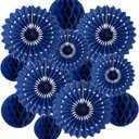 12pcs 6 8 Honeycomb Balls Tissue Paper Fans Party Honeycomb Ball Fans Wall Tissue Pom Poms Flower Balls Hanging Paper Fans For Party Baby Shower Birthday Wedding Nursery Wall Decor(royal blue kit)
