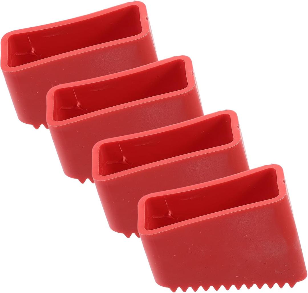 TEHAUX 4 Pcs Rubber Ladder Feet Replacement Pads - 1.97 x 0.79 Inch Inner Rectangular - Step Ladder Leg Covers - Slanted Anti-Skid Protective Caps for Hardwood Floor - Red