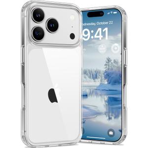Vakoo Case for iPhone 17 Pro Max | Clear Anti-Yellowing, Hard Back, Military-Grade Drop Protection, Supports Wireless Charging - Transparent
