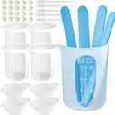 Silicone Resin Measuring Cups Tool Kit- Nicpro 250 & 100 ml Measure Cups, Silicone Popsicle Stir Sticks, Pipettes, Finger Cots for Epoxy Resin Mixing, Molds, Jewelry Making, Waxing, Easy Clean (White)