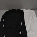 Riyiper 3 Pack Women's Ribbed Shirts, Mock Turtleneck Long Sleeve Tops Slim Fitted Undershirts Casual Basic Layering Tees (Medium, Black, White, Dark Gray)