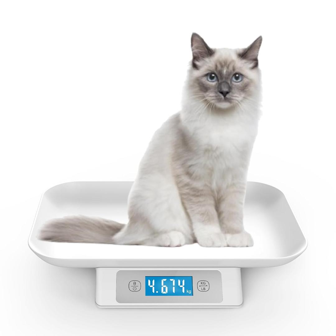 MINDPET-MED Digital Pet Scale for Small Adult Cats and Animals, Measuring Range 0.1oz-33lbs, Accuracy 1g/0.035oz, Units g/kg/lb/oz/tl/ml, Suitable for Kittens, Puppies, Snakes, and Small Dog (Grey)