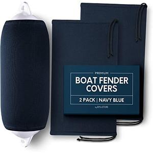 Byllstore Boat Fender Covers  Black & Navy Blue | 1, 2 & 4-Pack | Polyester (2-Pack, Navy Blue, 10″ x 26″)