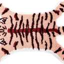 Pink Tiger Bath Mat for Bathroom, Cute Tiger Cartoon Bathroom Rug for Kids Non Slip Animal Shaped Bathtub Mat Absorbent Plush Shower Rugs Carpet Decor Washable