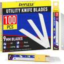 DIYSELF 100Pcs 9mm Utility Knife Replacement Blades, Snap Off Blades for 9MM Universal Box Cutters (60)