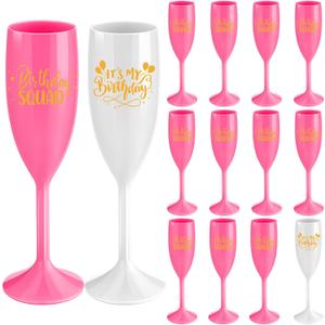 LemonRoad 10 Pcs Birthday Squad Champagne Flutes It's My Birthday Party Decorations Acrylic Toasting Glasses Reusable Unbreakable Plastic Champagne Cups for Women Bachelorette Party Supplies