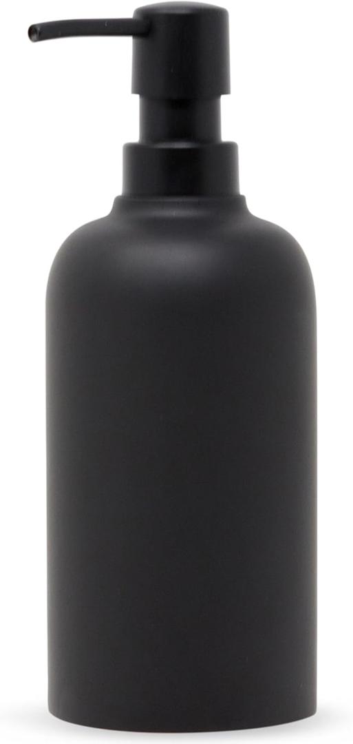 Matte Black Soap Dispenser for Bathroom, 15oz Round Rustproof Liquid Hand Dish Soap Dispenser Pump for Kitchen, Countertop, and Bathroom