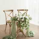 Ling's moment 2PCS Artificial Floral Swags Arch Flowers Wedding Centerpieces Flower Rose Garland Mantel Greenery Arrangements for Sweetheart Welcome Signs Decor Wall Window Home Decor White & Sage