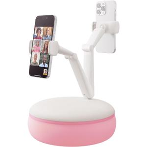 SAIJI Cell Phone Pillow Holder mini iPhone Stand for Bed, Upgraded mini Angle & Height Adjustable Phone Pillow Stand for Watching Video On Bed/Sofa/Lap, Fit for 4.7"-7.0" Device (Pink)
