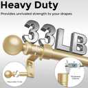 Gold Curtain Rod 36-91 Inch, 1 Inch Adjustable Heavy Duty Curtain Rods for Windows, Decorative Modern Window Treatment Rods, Telescopic Splicing Metal Drapery Pole, Easy Installation
