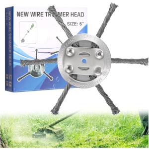 Steel Wire Grass Trimmer Head, 2025 Upgrade Wire Weed Trimmer Head, Universal String Trimmer Replacement Head for Garden, Pavement Clean, Compatible with Most Lawn Mower(6 Inch)