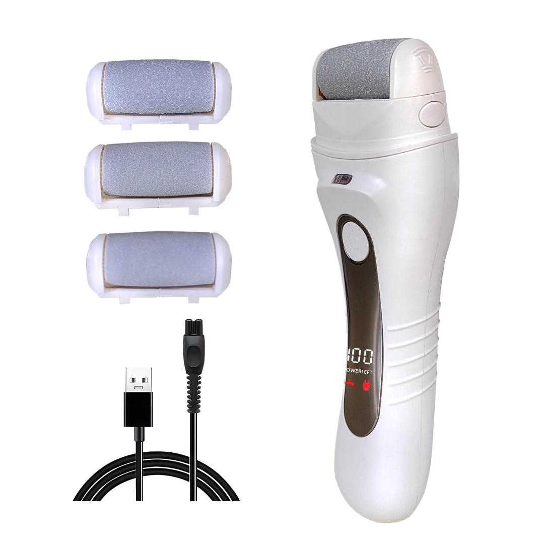 Electric Callus Remover for feet - FSA Eligible - Portable Rechargeable Electric Foot Files with 3 Heads - Pedicure Kit for Dry Dead Hard Cracked Skin (1 Count (Pack of 1))