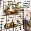 Blulu 4 Pcs 15.75 x 3.94 x 1.97 Inch Metal Grid Wall Baskets with Hooks Grid Wall Shelves Hanging Wire Basket Multi Function Storage Organizer for Kitchen Organizing Display (Black)